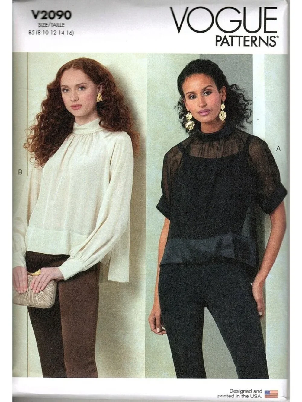 Vogue V2090 Misses 8 to 16 Raglan Sleeve Top Uncut Sewing Pattern